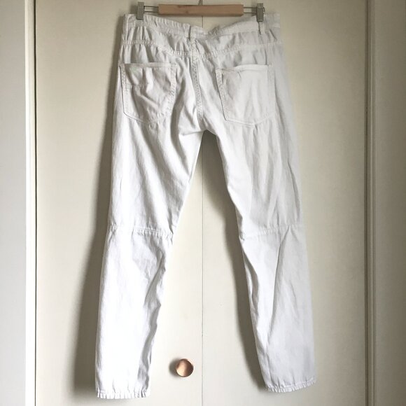 White Distressed Denim Pintuck Stretch Skinny Jeans - Picture 2 of 16